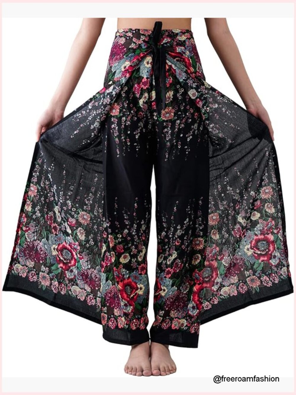 Wide Leg Palazzo Pants Wrap Tie Waist Boho Yoga Pants